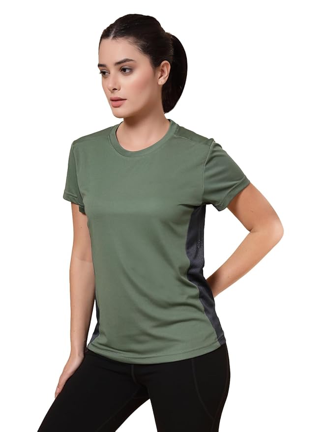 CHKOKKO Gym Tshirt for Women Workout Dry Fit t Shirt Sports Tshirt Lightweight Round Neck Breathable Half Sleeve Activewear Running Yoga Tops for Woman