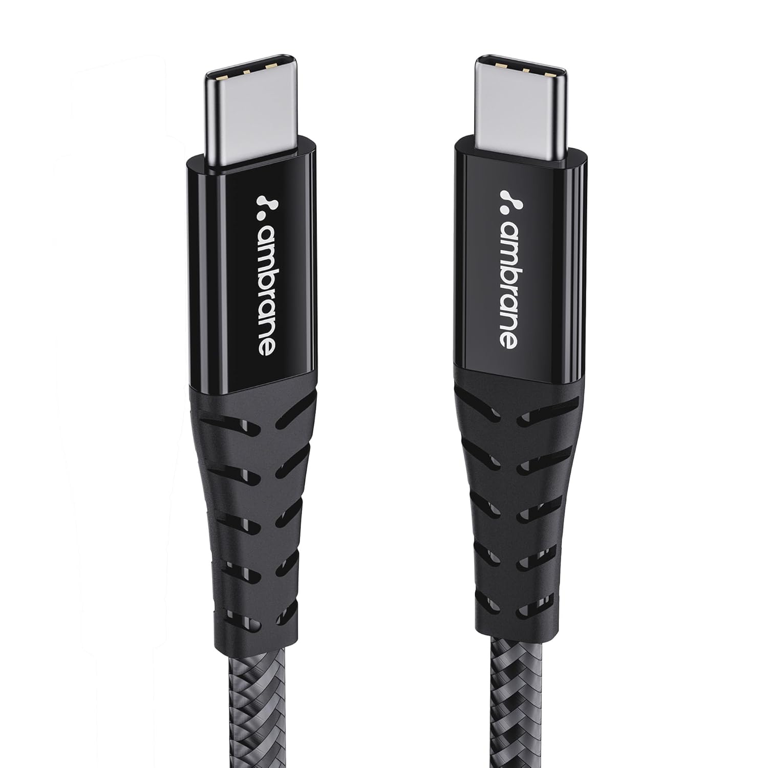 Ambrane 100W Fast Charging Cable Compatible with iPhone 15, Samsung, OnePlus, Google Pixel, Laptop, Macbook, 480mbps Data Sync, Braided Cable, 1.5m Length (ABCC-100), Black