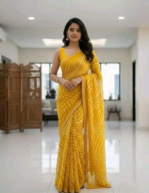 Women’s Soft Georgette Lace Work Saree – Casual Wearmuskan