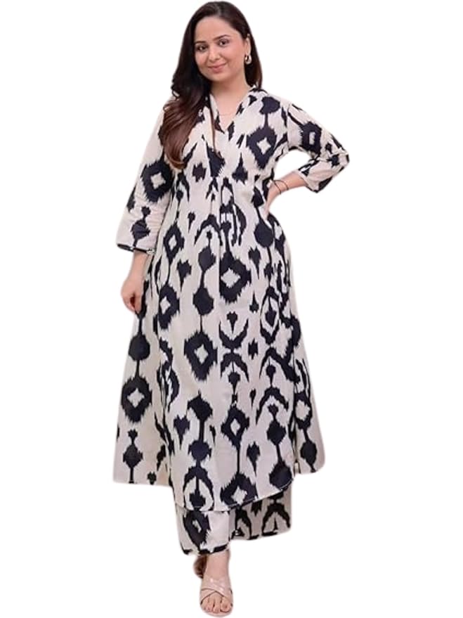 GRECIILOOKS Kurta Sets women stylish | Kurta's Set | Woman Ethnic Co-Ord Set | Women's Straight Printed Kurta with Pant | Festive Indian Traditional Outfit Dress for Functions & Puja | 3/4 Half Sleeve