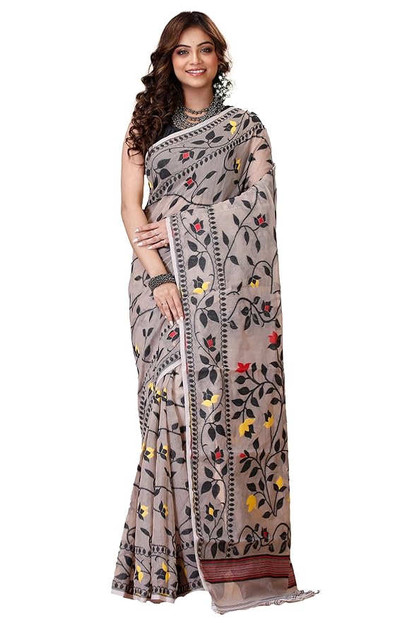 Soft Resham Dhakai Lata Jamdani Saree For Women | Without Starch And Without Blouse Piece | Sari For Women