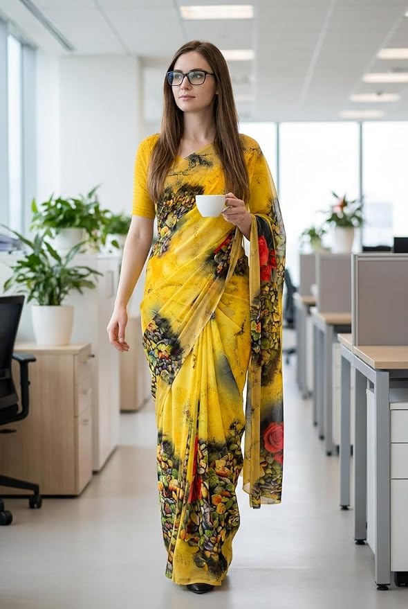 ANAND SAREES Printed Georgette Saree With Unstitched Blouse Piece -AI_OF_1339