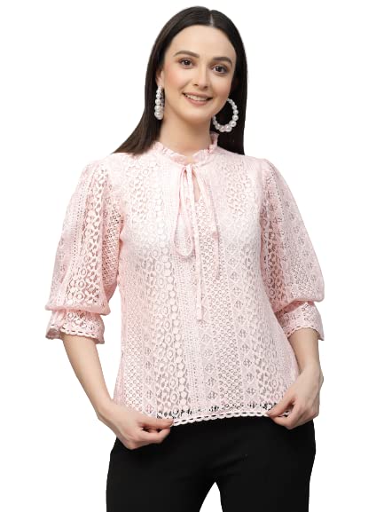 Style Quotient Women Summer Blue Lace Caual Top