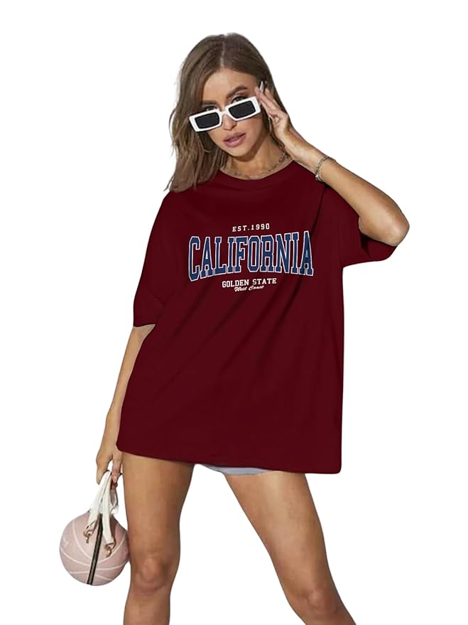 JUNEBERRY® Round Neck Drop Shoulder Round Neck Black & White Graphic Printed Pure Cotton Oversized Baggy Fit Half Sleeve T-Shirt for Women 