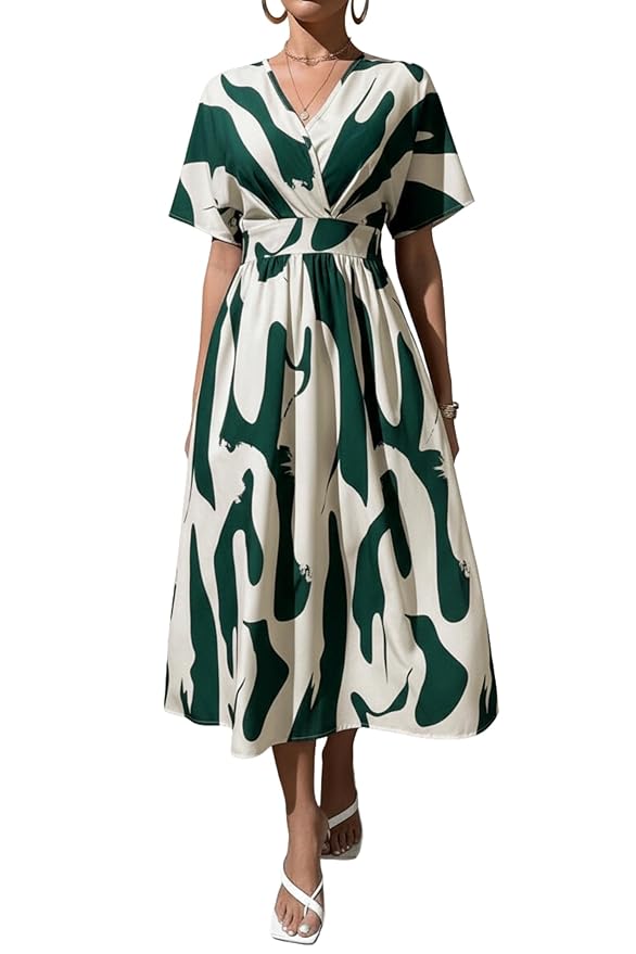 Leriya Fashion Printed Maxi Dress for Women | Trendy Long One Piece Summer Outfit | Lightweight Flared Dress for Casual & Holiday Wear