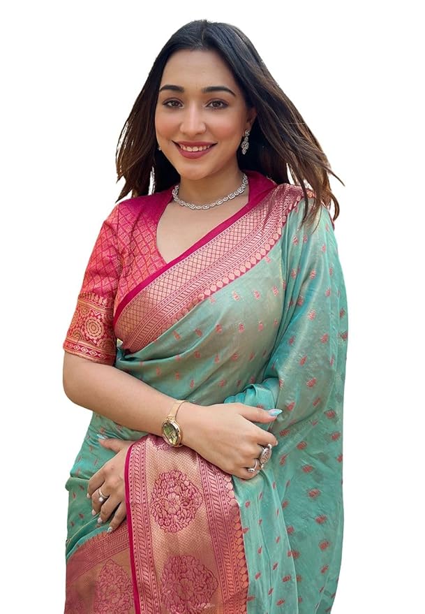 SGF11 Women's Kanjivaram Designer Soft Silk Sarees With Blouse Piece