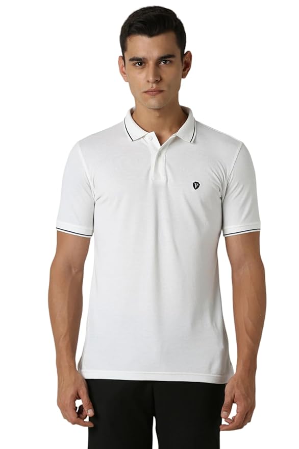 Van Heusen Men's Cotton Solid Regular Fit Collar Polo T-Shirt