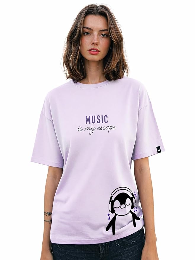 Bewakoof Women's Being Savage Graphic Printed Oversized Cotton T-Shirt Oversized Fit, Round Neck, Half Sleeves