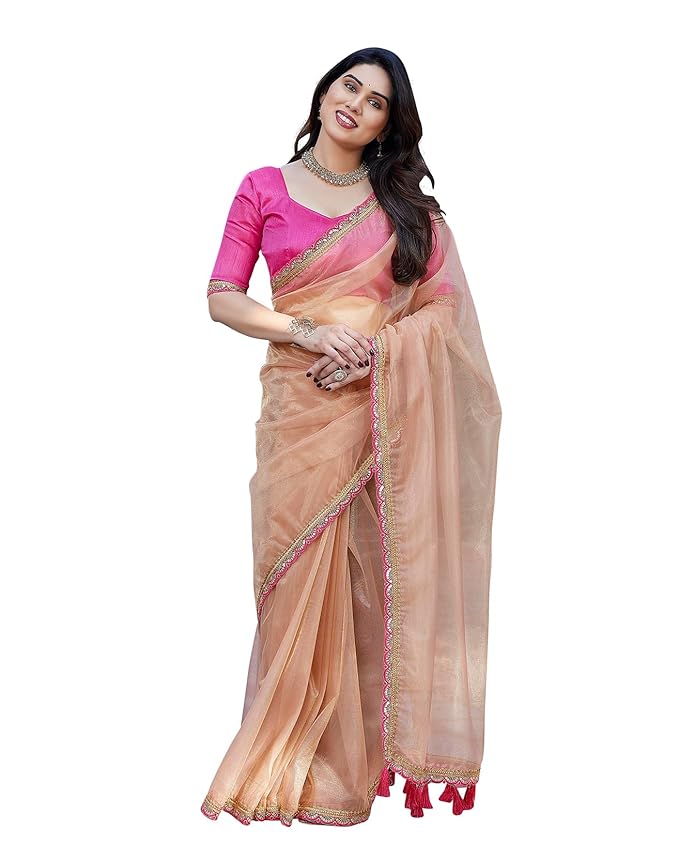 Yashika Women's New Bollywood Soft Tissue Silk Saree With Blouse Material |saree for Women | New Sari | Latest Saree