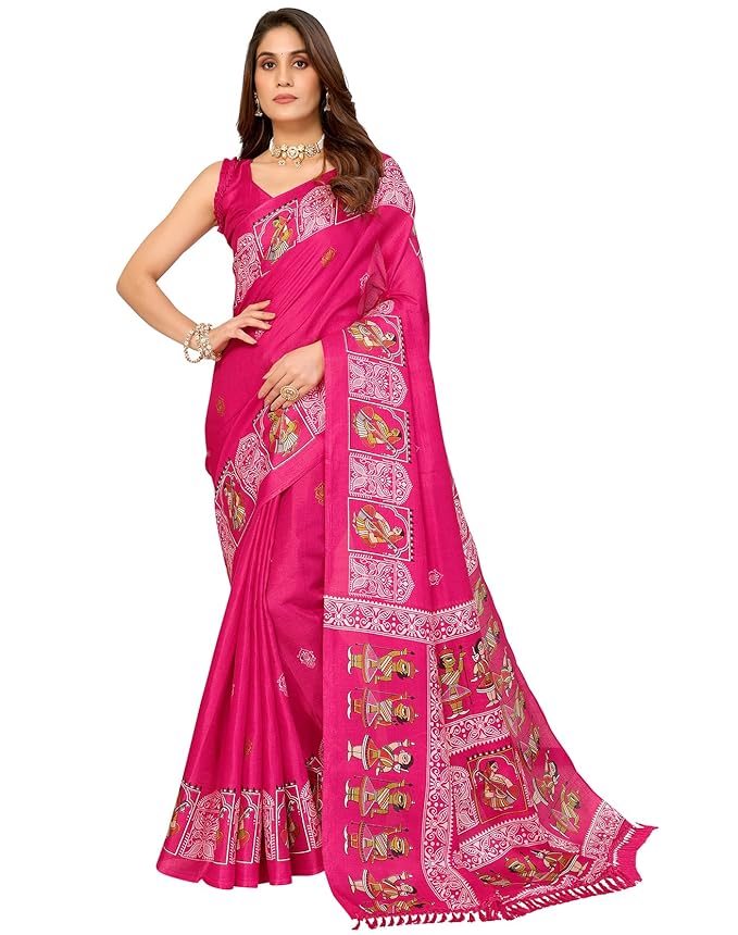 Yashika Womens latest Art Silk  Saree with Blouse Material