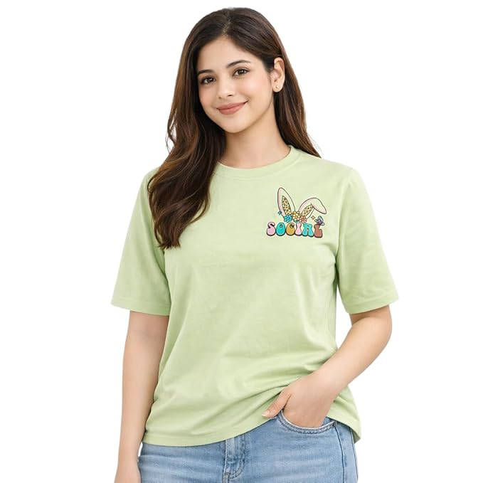 Women Graphic Printed T-Shirt | Casual Elbow Length Sleeve Round Neck Summer Cotton Tee Top for Women & Girls (M, L, XL)