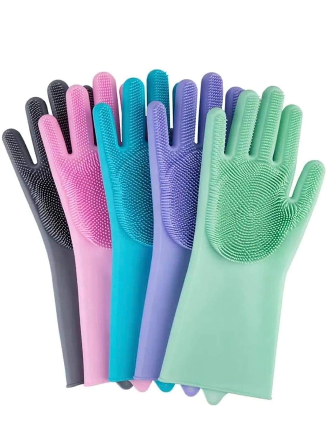 Dishwashing Gloves, Kitchen Cleaning Gloves, Hand Gloves for Washing Utensils, Plates, Cups and Sink, Household Cleaning Gloves for Women, Dishwashing, Kitchen and Cleaning (Multicolour, 1 Pair)